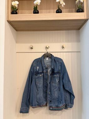 Lane Bryant Light Blue Denim Jacket with Contrast Stitching